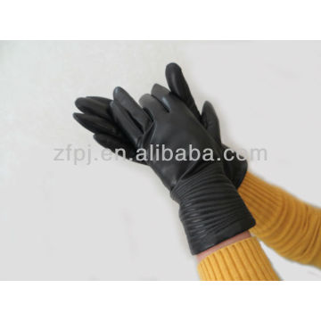 plain style embroid gloves leather